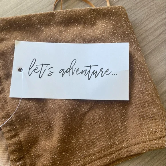 NWT 12th Tribe St. Barths Shimmer Gold Bandeau Top - Picture 5 of 6